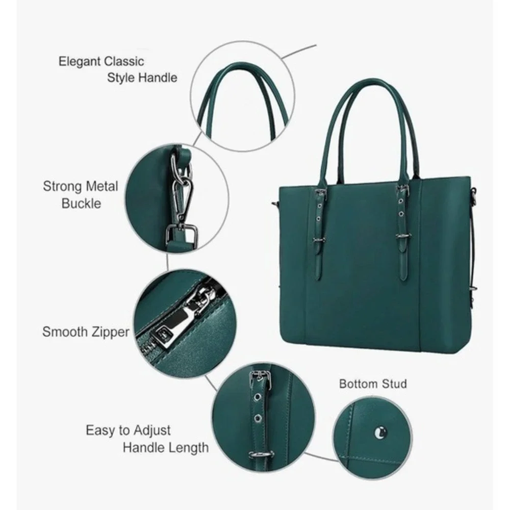 Mosiso Vegan Laptop Bag Shoulder‎ Bag Laptop Bag Teal Blue/Green New